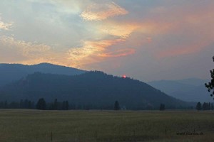 01_Sonnenuntergang in Montana mitten in den Rauchwolken der nahen Waldbrände          